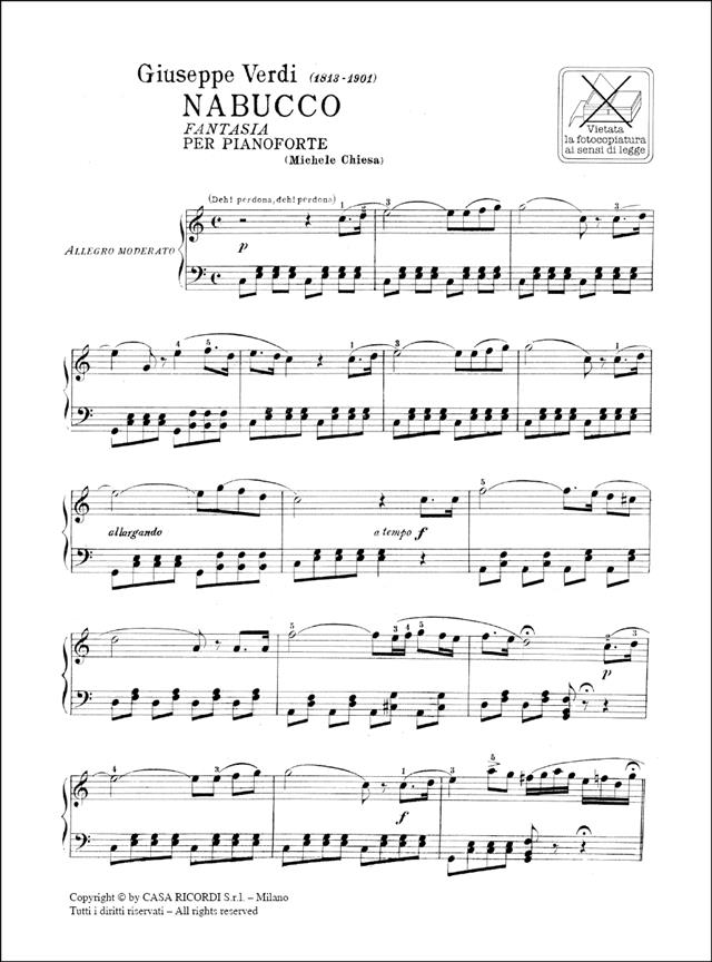 Nabucco. Fantasia - Per Pianoforte - pro klavír